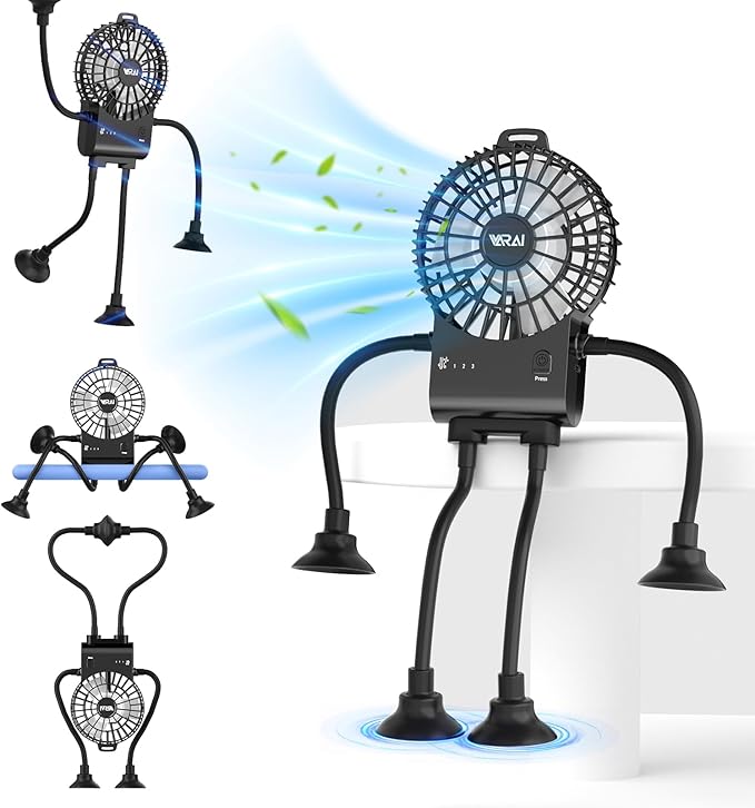 Pequeño ventilador robot, divertido ventilador de mesa con ventosa,