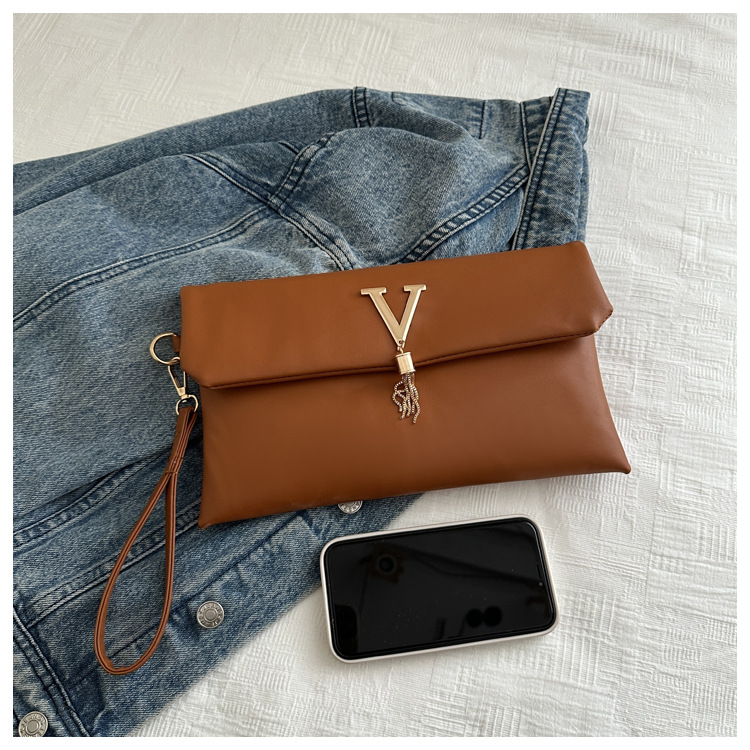 ニューヨーロピアン＆アメリカン スタイル クラッチ、V字型装飾バックル ウォレット、多機能トレンド ミニマリスト マネークリップ