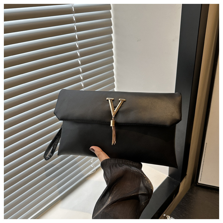 ニューヨーロピアン＆アメリカン スタイル クラッチ、V字型装飾バックル ウォレット、多機能トレンド ミニマリスト マネークリップ