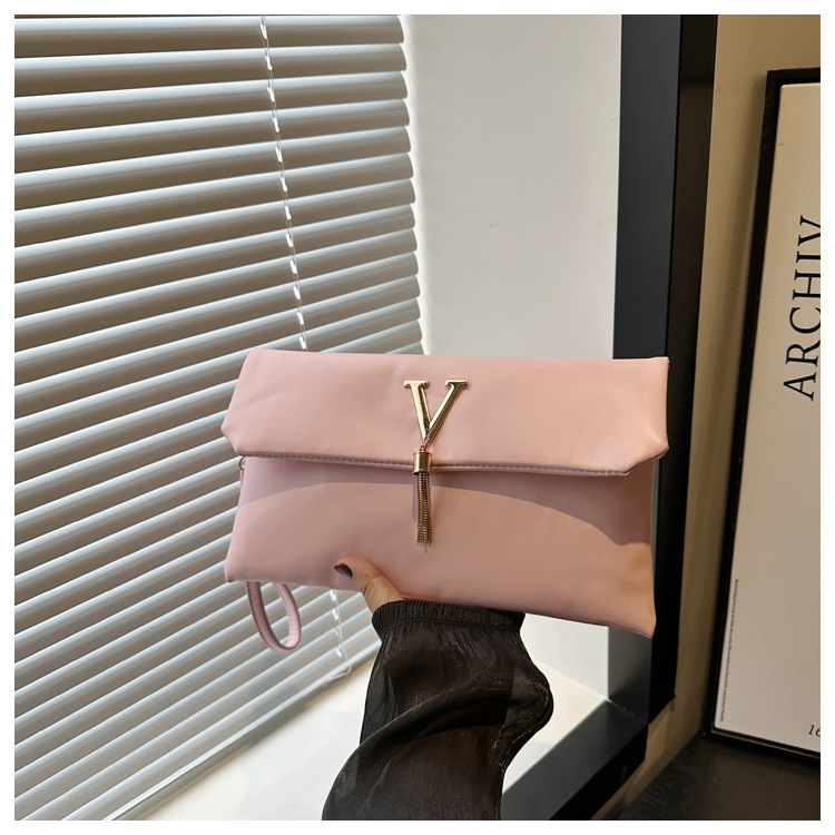 ニューヨーロピアン＆アメリカン スタイル クラッチ、V字型装飾バックル ウォレット、多機能トレンド ミニマリスト マネークリップ