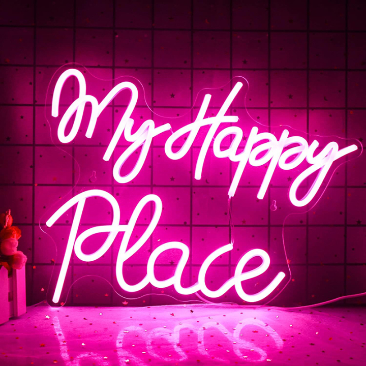 My Happy Place 네온 사인 커스텀 LED 네온 라이트 사인 침실 벽 장식