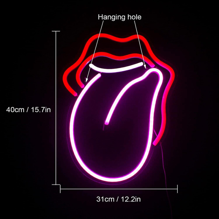 레드 립스 네온사인 맞춤형 LED 네온 사인 (음악방, 게임방, 파티 용)